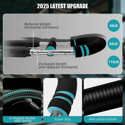 Adjustable weight bar for arm trainers, arm and torso strength training equipment, portable training device for home gyms and fitness