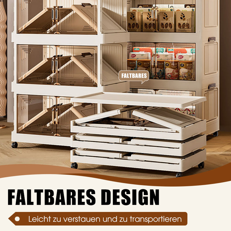 Foldable Storage Box with Lid, 1-5 layers Holders with Wheels for Kitchen Bedroom Bathroom warehouse Kitchen Home Storage Stackable Organizer