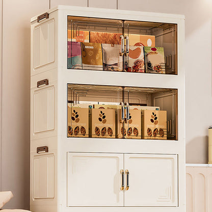 Foldable Storage Box with Lid, 1-5 layers Holders with Wheels for Kitchen Bedroom Bathroom warehouse Kitchen Home Storage Stackable Organizer