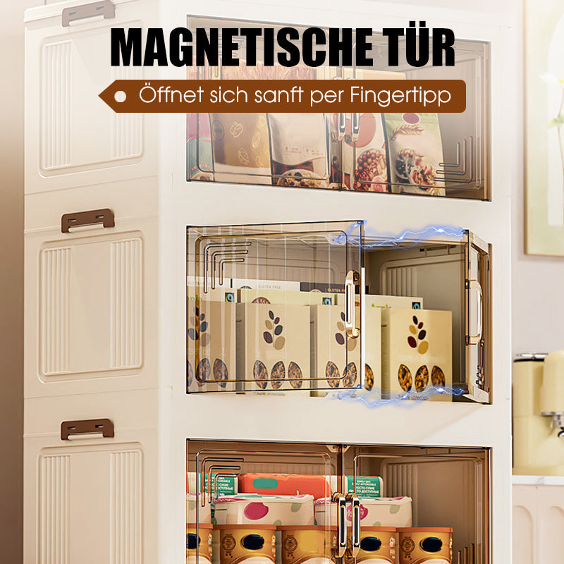 Foldable Storage Box with Lid, 1-5 layers Holders with Wheels for Kitchen Bedroom Bathroom warehouse Kitchen Home Storage Stackable Organizer