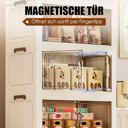 Foldable Storage Box with Lid, 1-5 layers Holders with Wheels for Kitchen Bedroom Bathroom warehouse Kitchen Home Storage Stackable Organizer