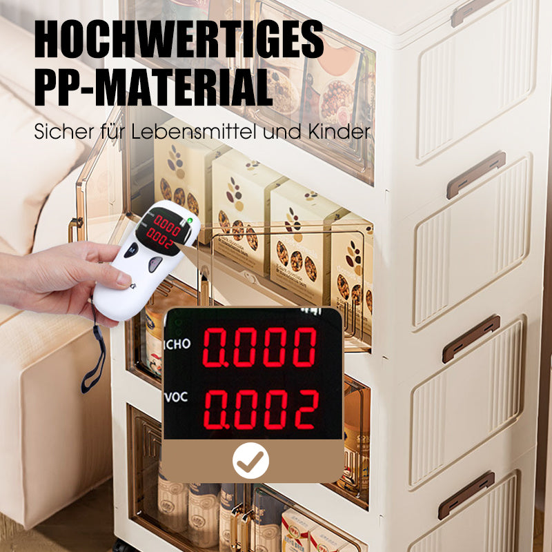 Foldable Storage Box with Lid, 1-5 layers Holders with Wheels for Kitchen Bedroom Bathroom warehouse Kitchen Home Storage Stackable Organizer