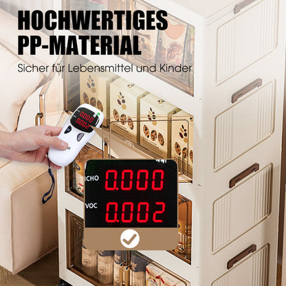 Foldable Storage Box with Lid, 1-5 layers Holders with Wheels for Kitchen Bedroom Bathroom warehouse Kitchen Home Storage Stackable Organizer