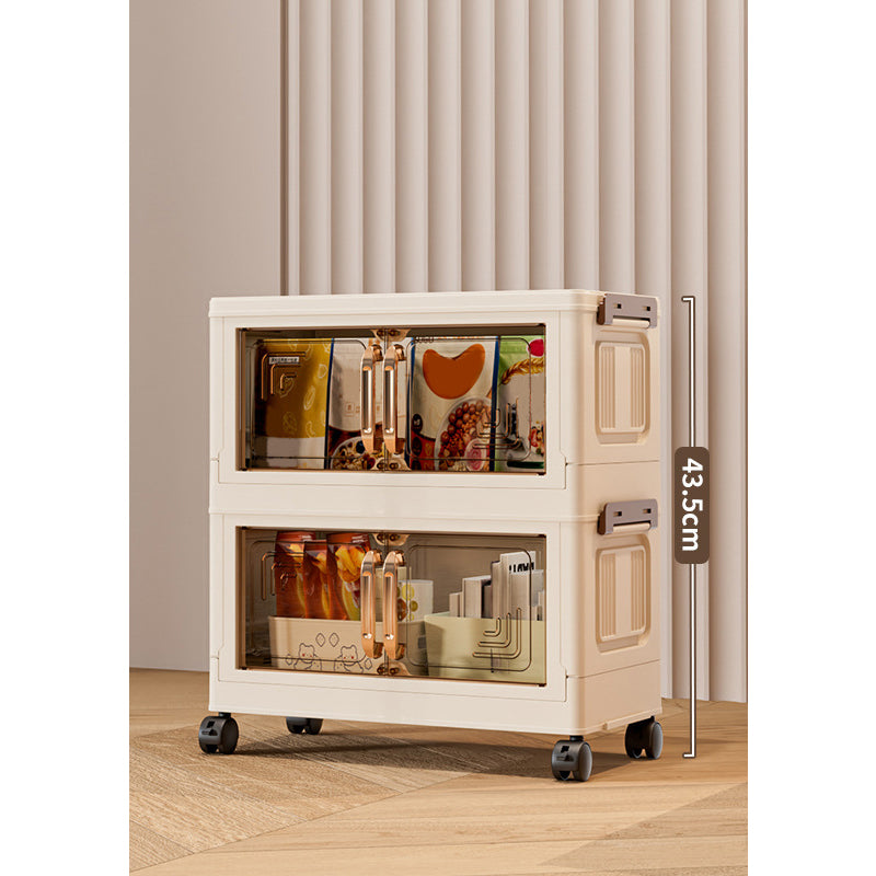 Foldable Storage Box with Lid, 1-5 layers Holders with Wheels for Kitchen Bedroom Bathroom warehouse Kitchen Home Storage Stackable Organizer