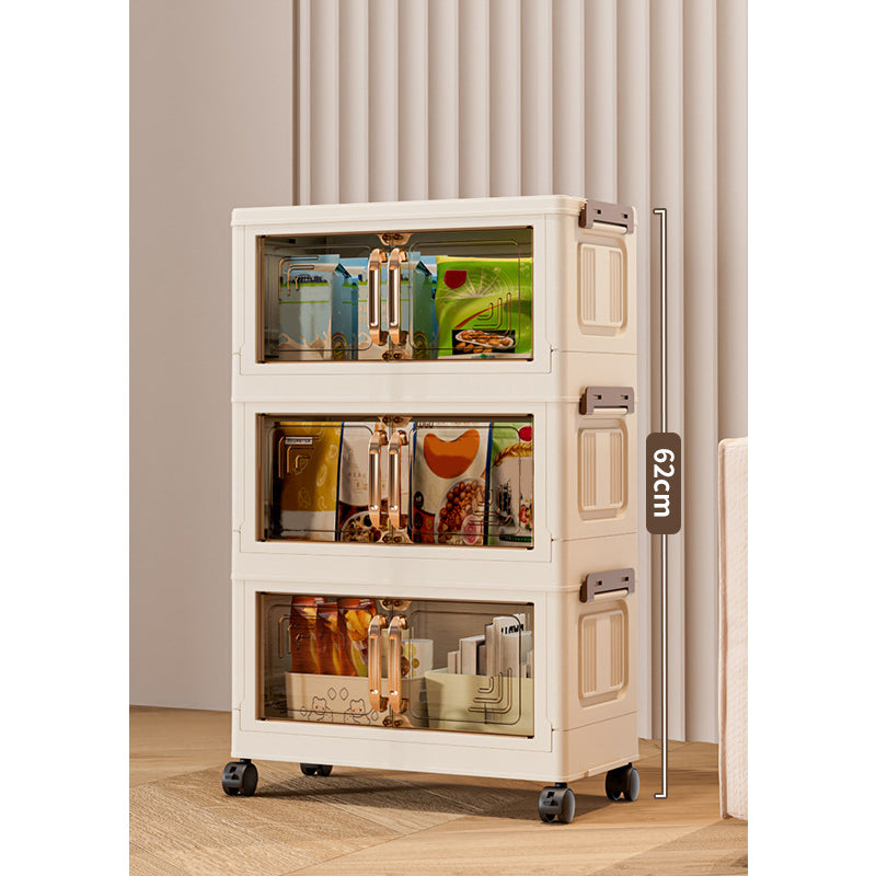 Foldable Storage Box with Lid, 1-5 layers Holders with Wheels for Kitchen Bedroom Bathroom warehouse Kitchen Home Storage Stackable Organizer