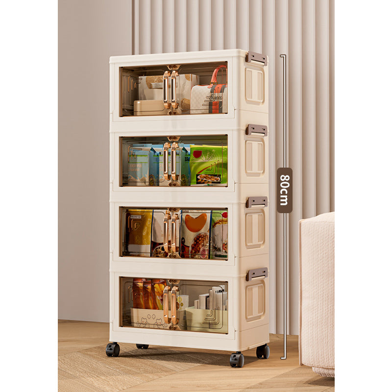 Foldable Storage Box with Lid, 1-5 layers Holders with Wheels for Kitchen Bedroom Bathroom warehouse Kitchen Home Storage Stackable Organizer