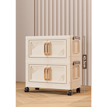 Foldable Storage Box with Lid, 1-5 layers Holders with Wheels for Kitchen Bedroom Bathroom warehouse Kitchen Home Storage Stackable Organizer