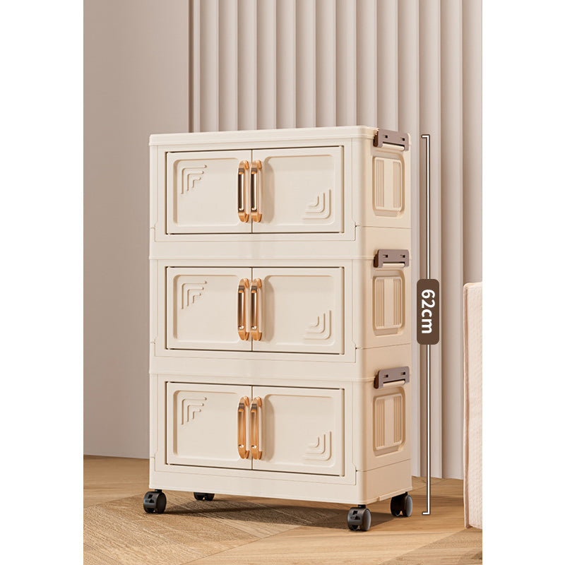 Foldable Storage Box with Lid, 1-5 layers Holders with Wheels for Kitchen Bedroom Bathroom warehouse Kitchen Home Storage Stackable Organizer