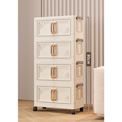 Foldable Storage Box with Lid, 1-5 layers Holders with Wheels for Kitchen Bedroom Bathroom warehouse Kitchen Home Storage Stackable Organizer