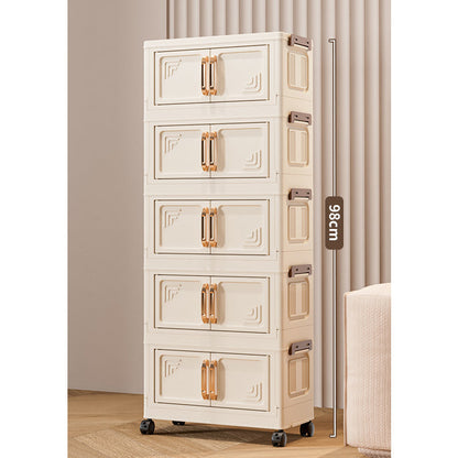 Foldable Storage Box with Lid, 1-5 layers Holders with Wheels for Kitchen Bedroom Bathroom warehouse Kitchen Home Storage Stackable Organizer